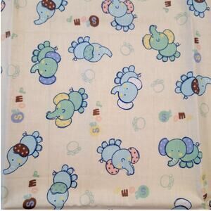Cotton Fabric Baby Elephants Stomp Pastel Cream 22x44" Nursery Joann Print